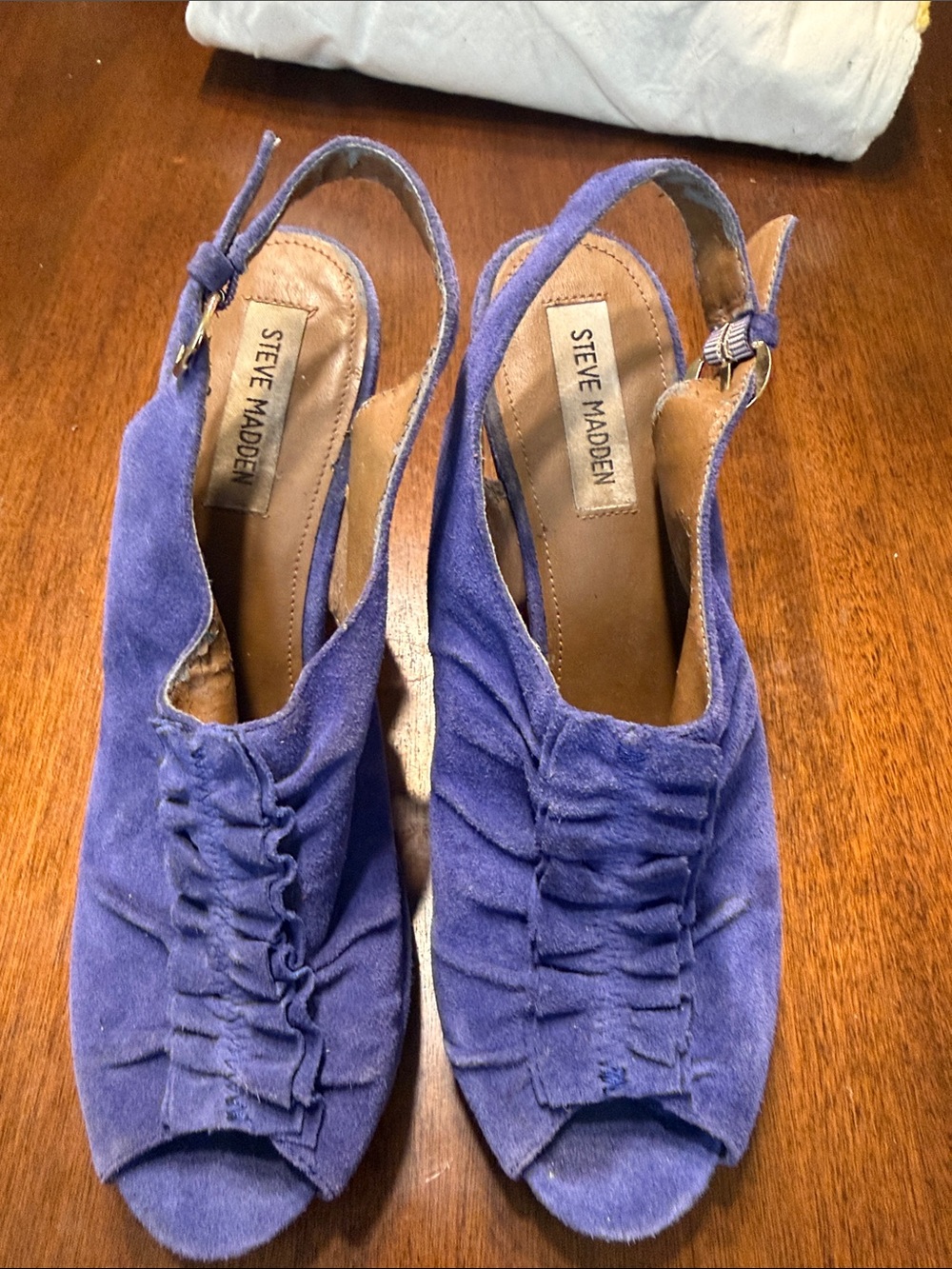 Steve Madden Purple Suede Ruched Slingback Peep-Toe Mules